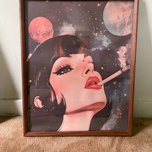 Art Print with Woman and Planets